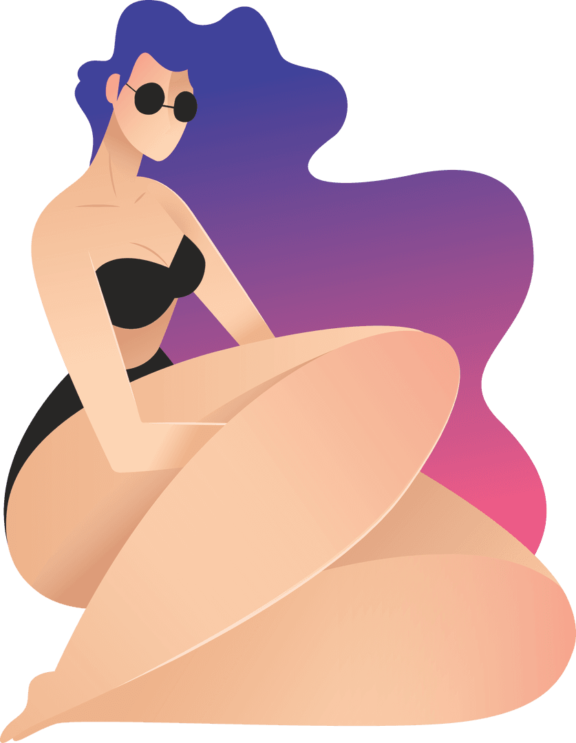 Modern Summer Vibes Illustration on Transparent Background