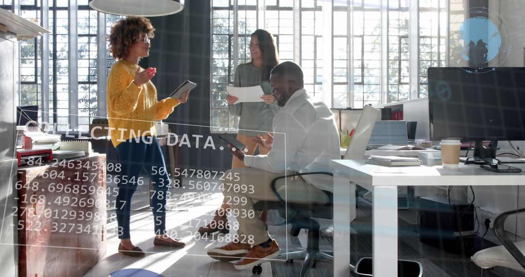 Diverse Team Examining Data Insights at Modern Office Meeting