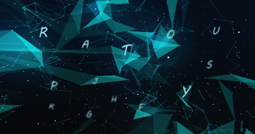 Dynamic Digital Letters on Blue Glowing Network of Connections