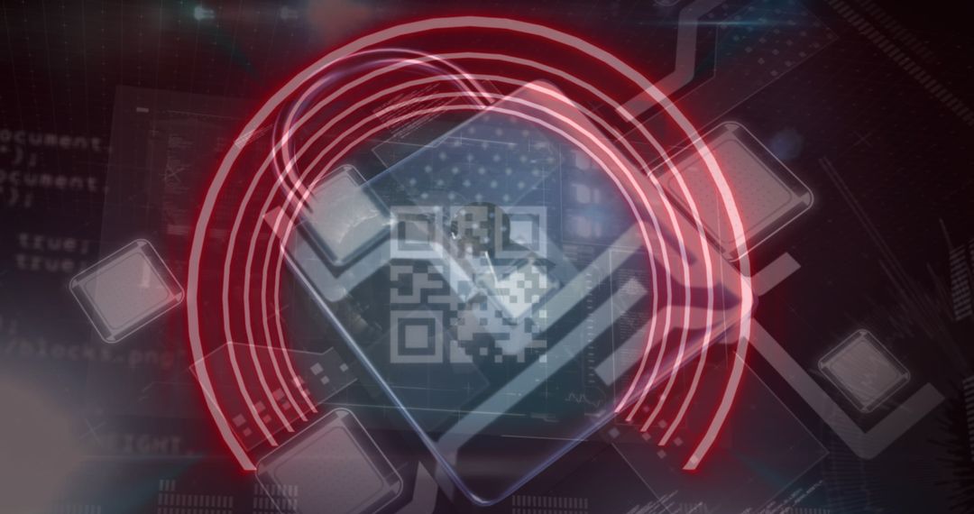 Digital Security Concept with QR Code and Abstract Overlays