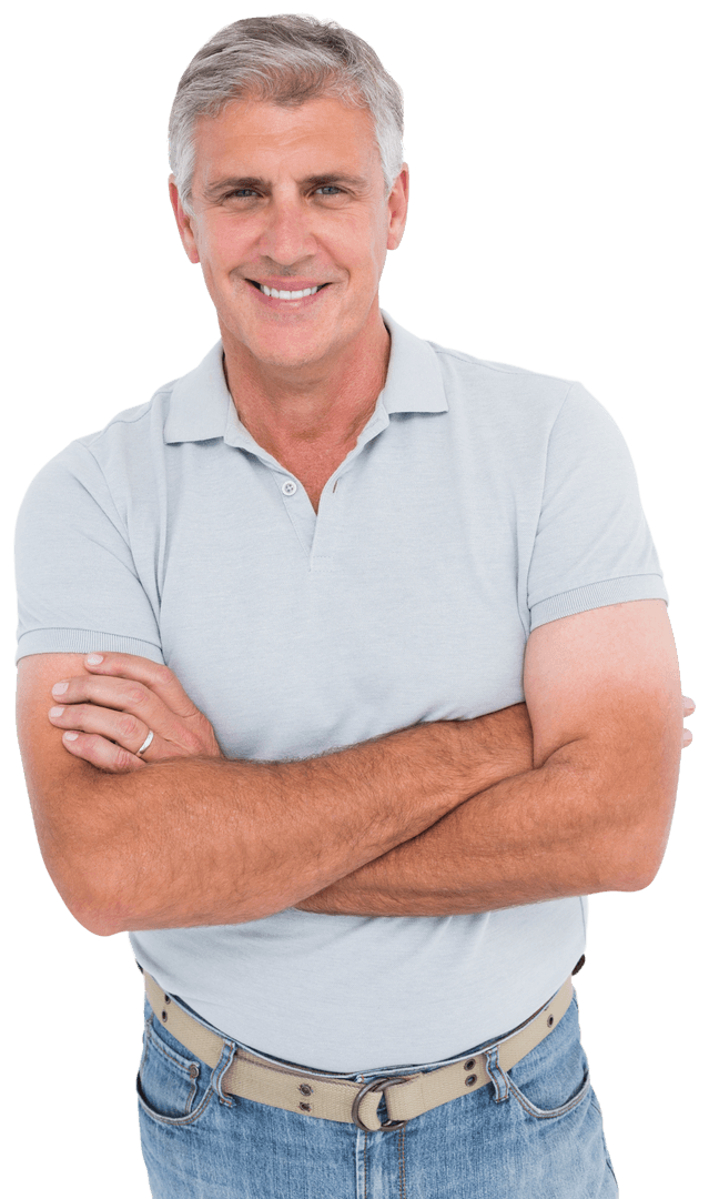 Confident Mature Man in Casual Wear with Transparent Background