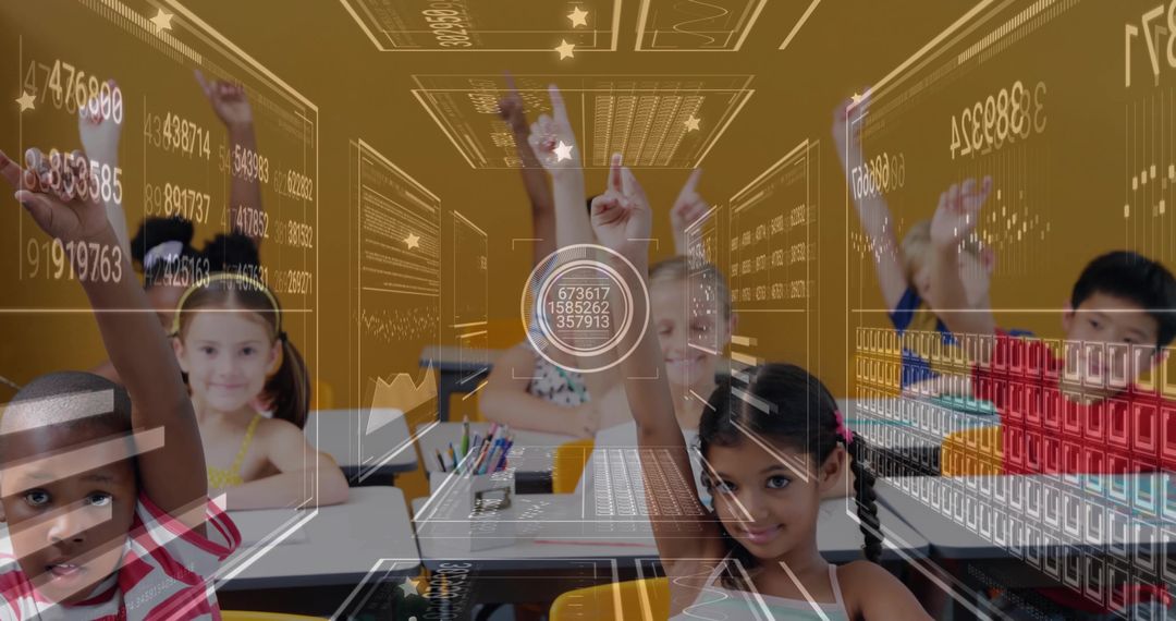 Students Actively Participating in Tech-Enhanced Classroom