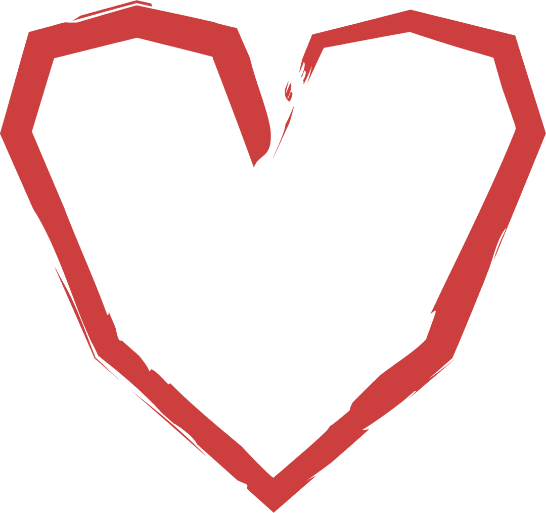 Red Geometric Heart Shape on Transparent Background