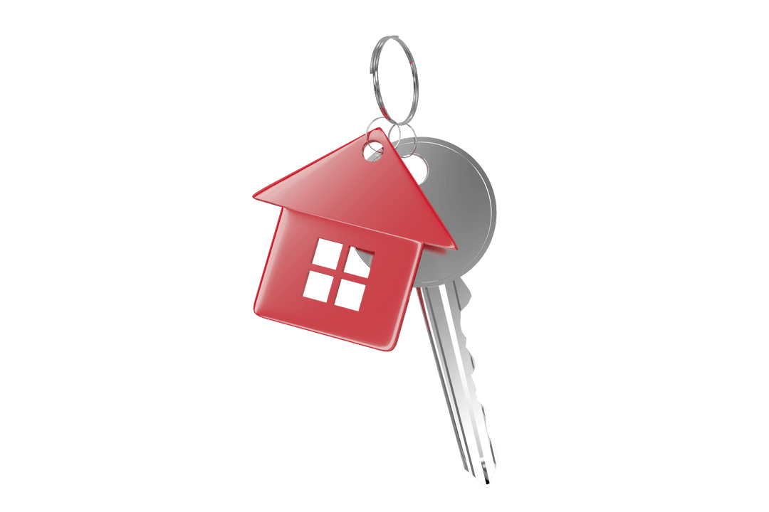 Transparent Red House Keychain with Silver Key
