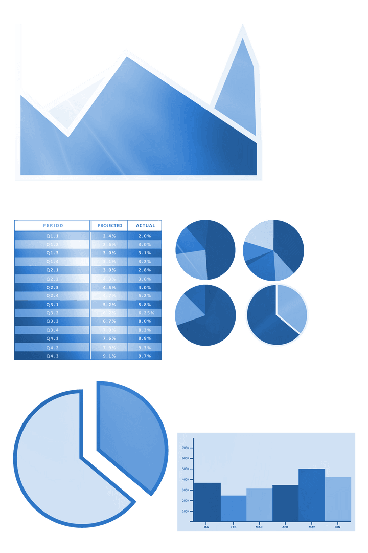 Transparent Vector Chart Diagrams for Economy and Business Visuals