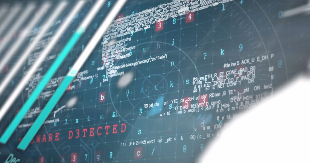 Digital Data Processing Concept with Graphs and Code
