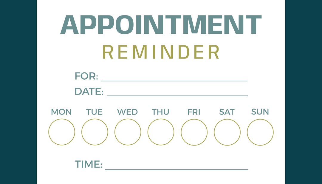 Appointment Reminder Template with Date and Time Fields - Download Free Stock Templates Pikwizard.com