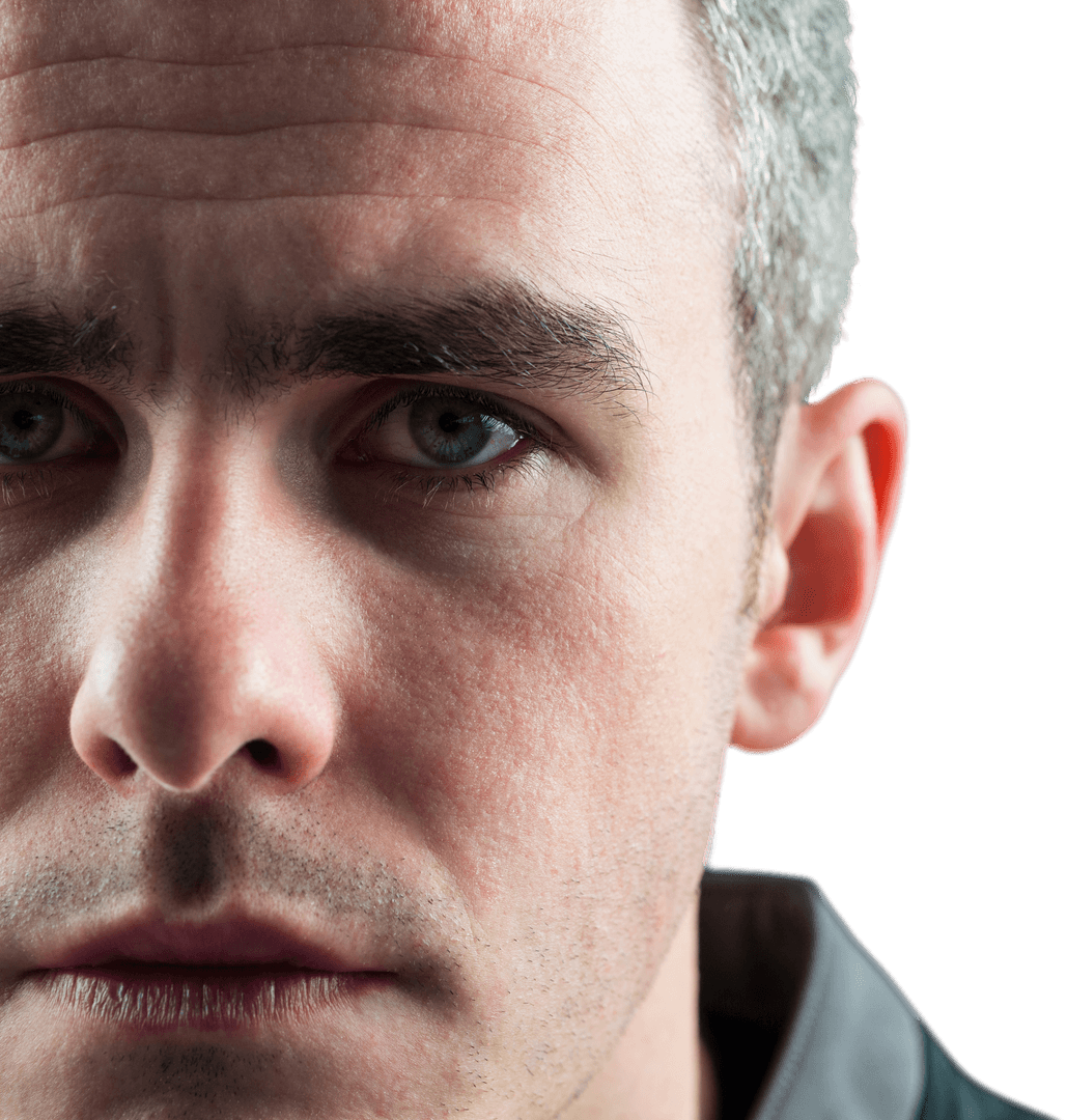 Close-Up Intense Focus Transparent Background