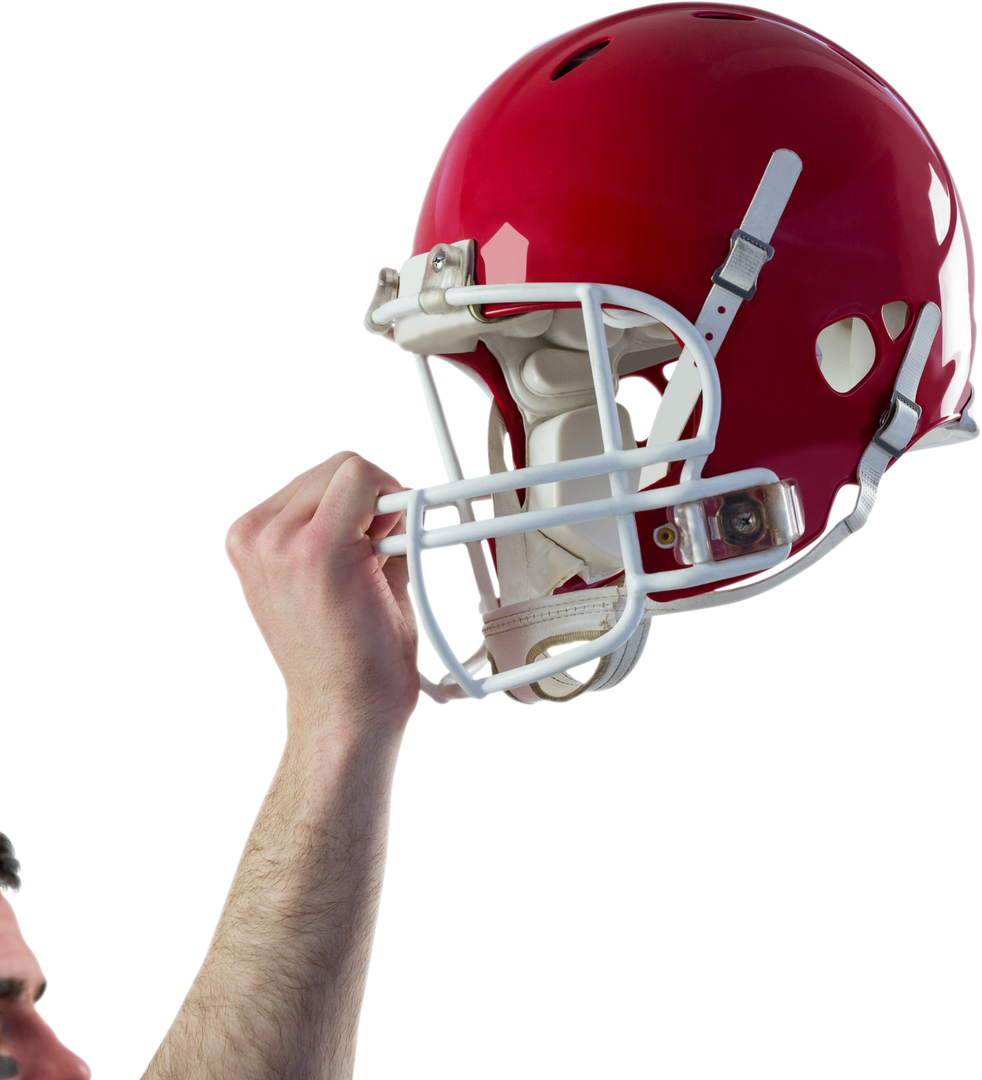 American Football Player's Hand Holding Red Helmet on Transparent Background - Download Free Stock Images Pikwizard.com