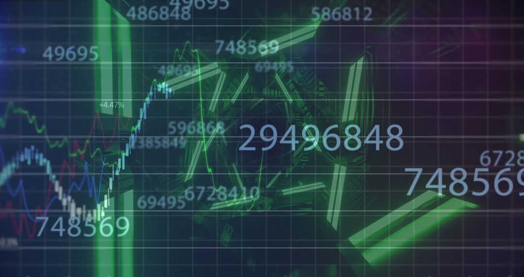 Futuristic Financial Data Visualization with Neon Overlay