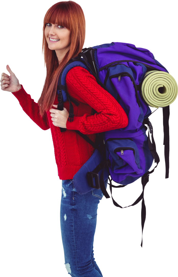 Transparent Woman Backpacking with Purple Travel Bag Traveler Hiking - Download Free Stock Images Pikwizard.com