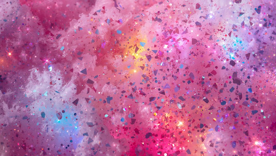Magenta Glitter Cloud with Iridescent Confetti and Sparkling Bokeh for Dreamy Background