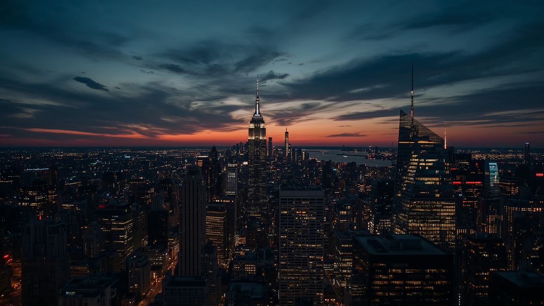 Empire State Building Dusk Skyline View over New York City