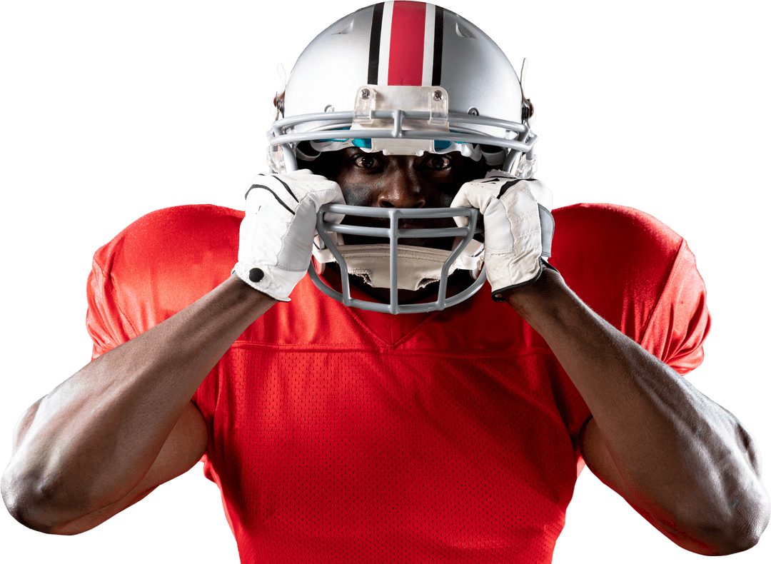 Transparent Close Up of African American Football Player in Action Pose
