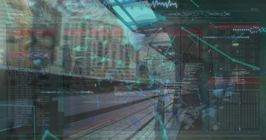 Futuristic Digital Interface Over Cityscape Imagery