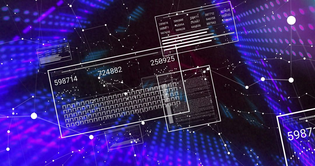 Abstract Digital Network with Floating Numeric Panels