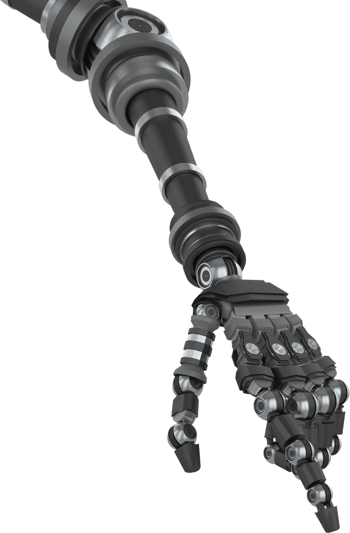 Transparent Gray Robotic Arm Flexing Fingers