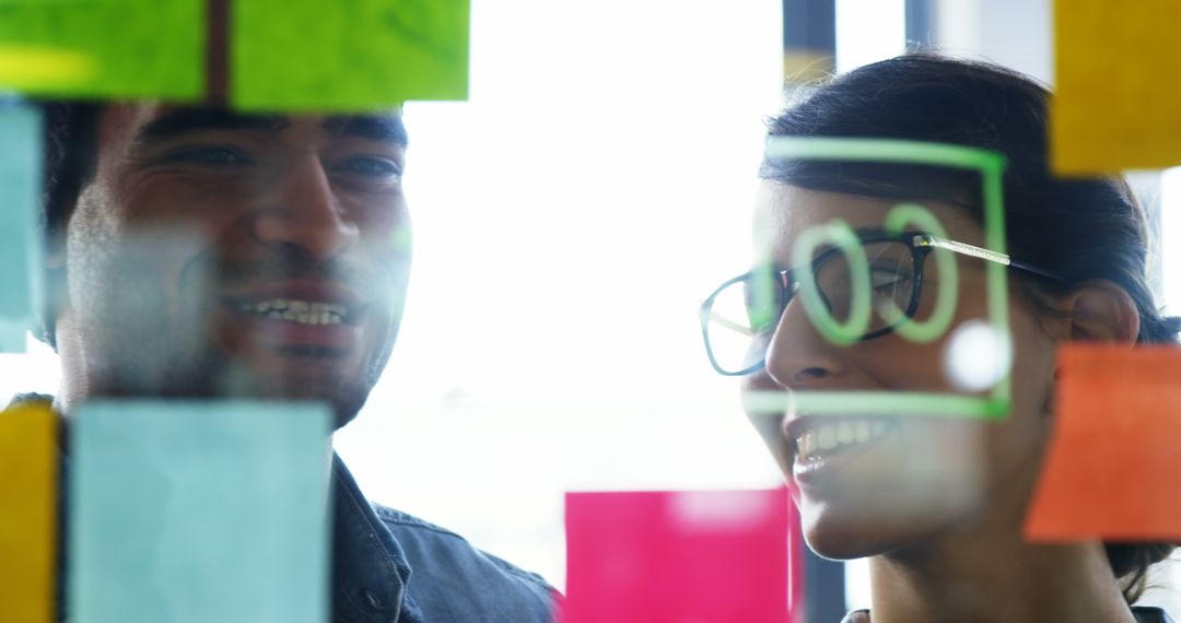 Creative Collaboration Using Sticky Notes in Modern Office