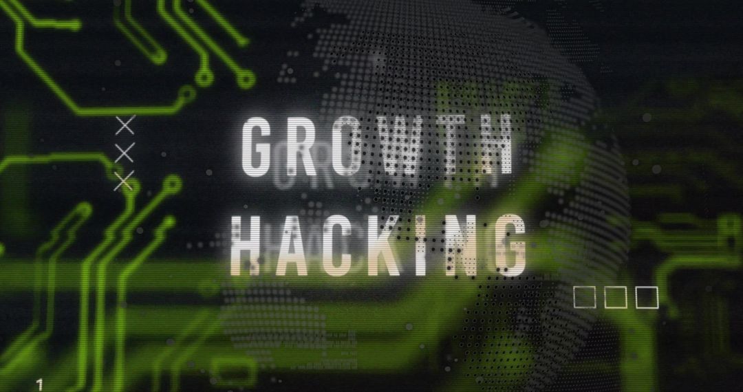 Growth Hacking Text with Technological Elements Background