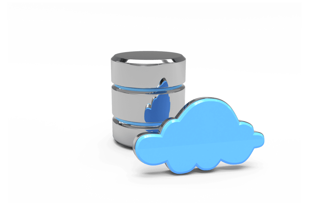 Transparent Database and Cloud Storage Icon on White Background