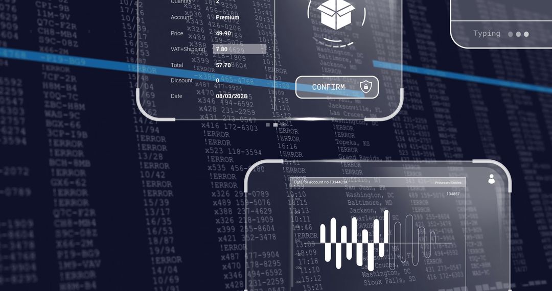 Futuristic Digital Interface with Transaction Data
