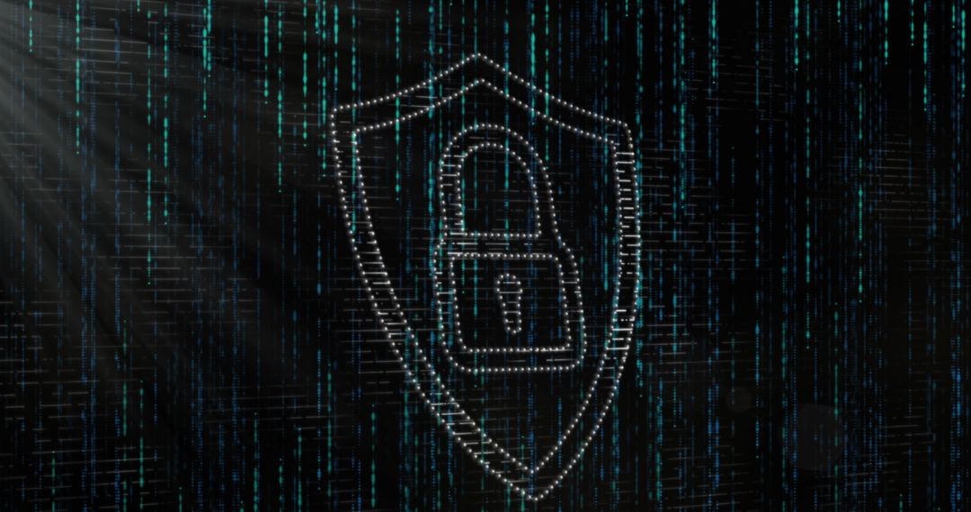 Digital Shield with Padlock Symbolizing Cybersecurity