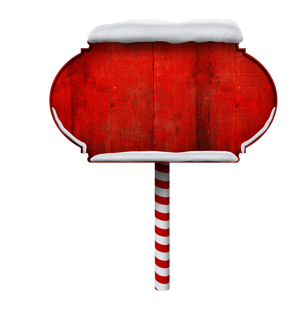 Red Vintage Wooden Sign on Transparent Background for Christmas Decor