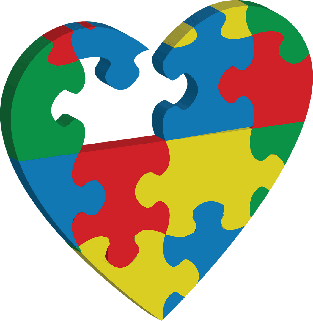 Transparent Heart Shaped Puzzle with Missing Piece for Autism Awareness