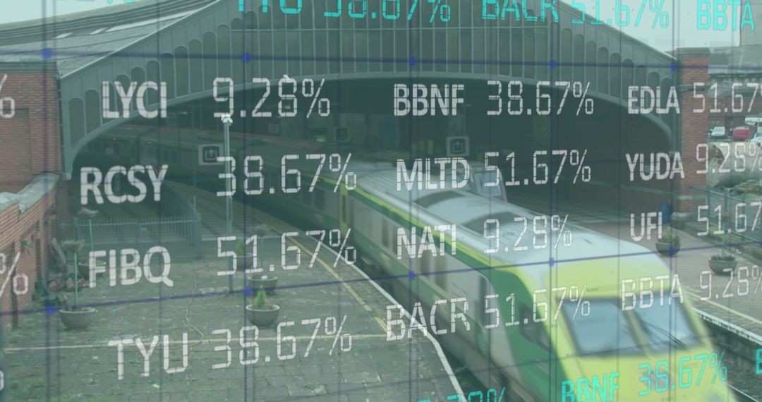 Train Motion Integrated with Stock Market Display and Data Numbers