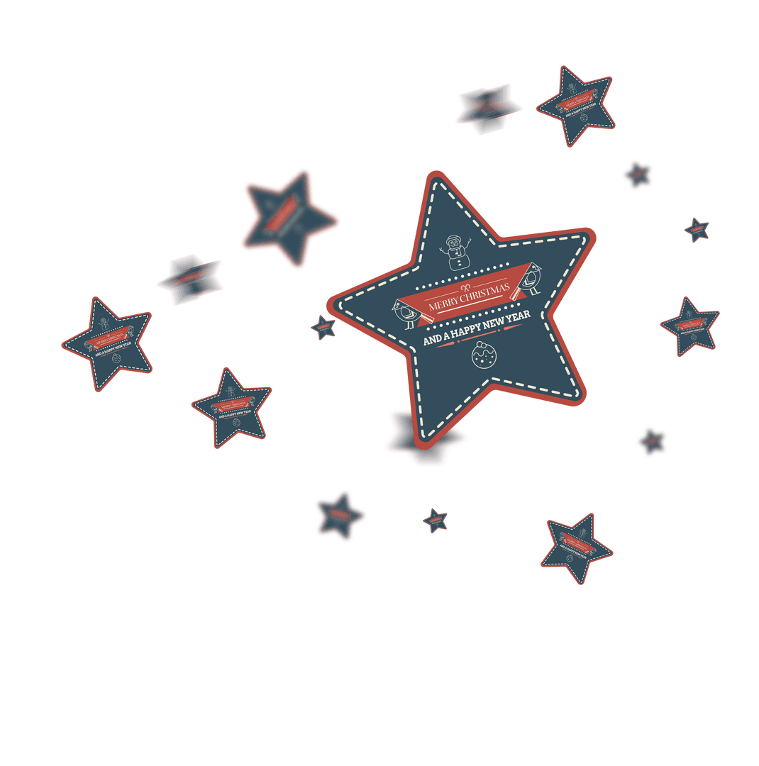 Festive Dark Star Design with Holiday Greetings on Transparent