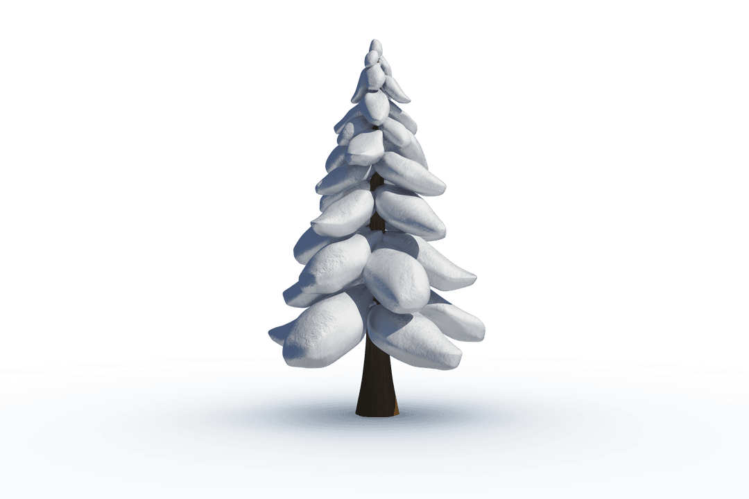 Digital Snow-Covered Christmas Tree on Transparent Background