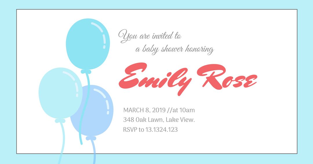 Elegant Baby Shower Invitation with Soft Balloon Graphics