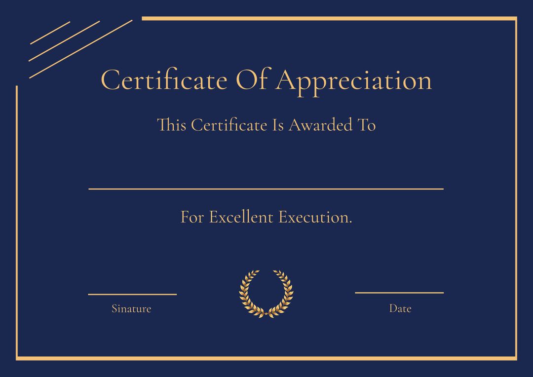 Modern Blue and Gold Certificate of Appreciation Template - Download Free Stock Templates Pikwizard.com