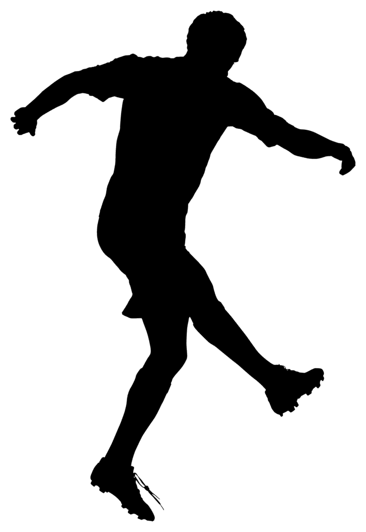 Dynamic Male Football Player in Transparent Silhouette Imagery