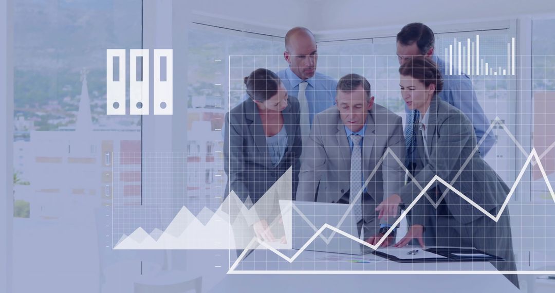 Business Team Analyzing Data with Financial Charts in Office