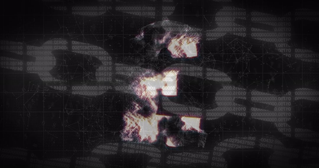 Digital Pound Symbol with Chains and Binary Overlay