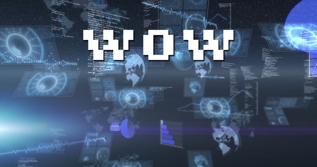 Technology Interface with 'Wow' Graphic Overlay