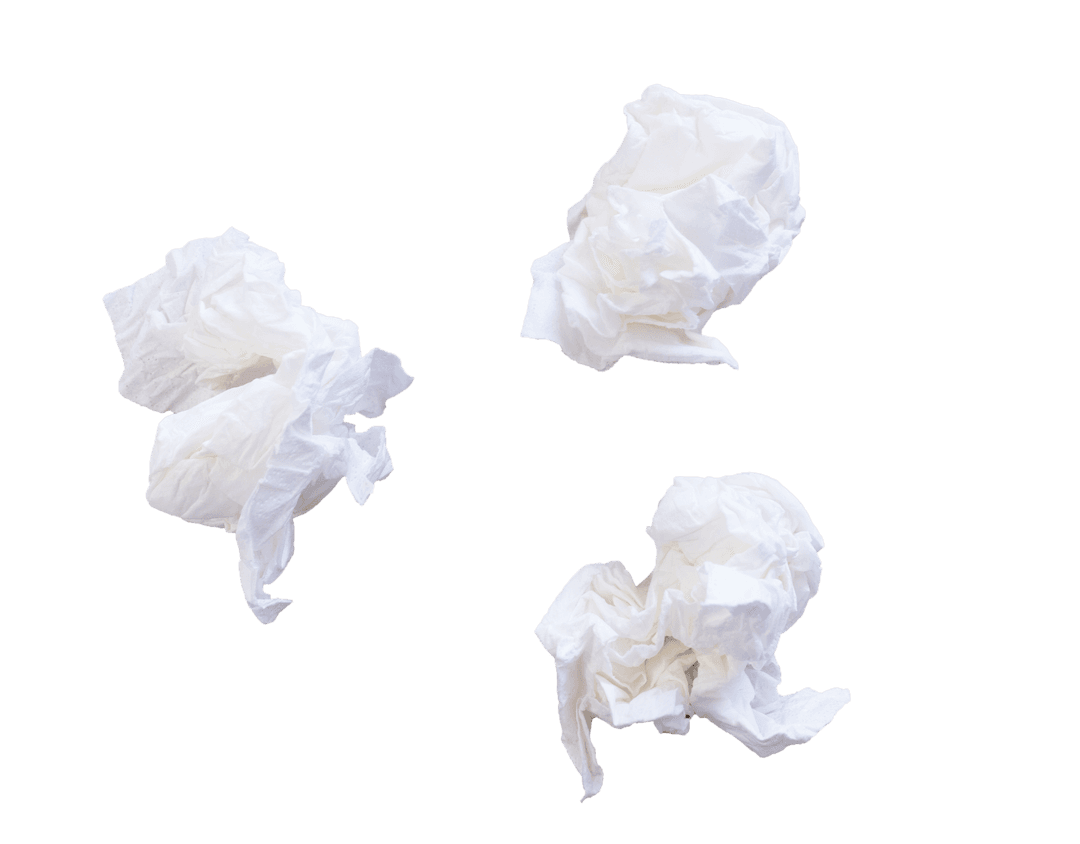 Crumpled White Tissue on Transparent Background for Design Use