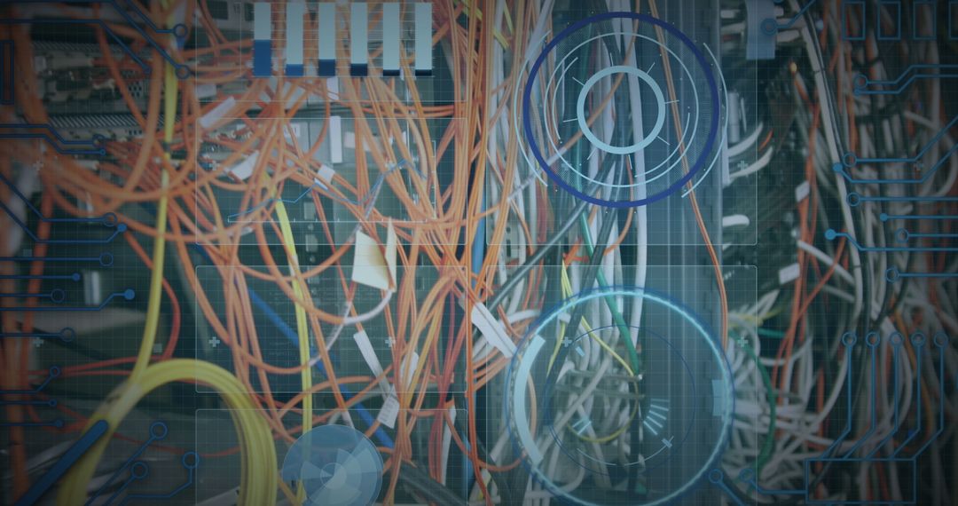 Complex network cabling with digital interface graphics