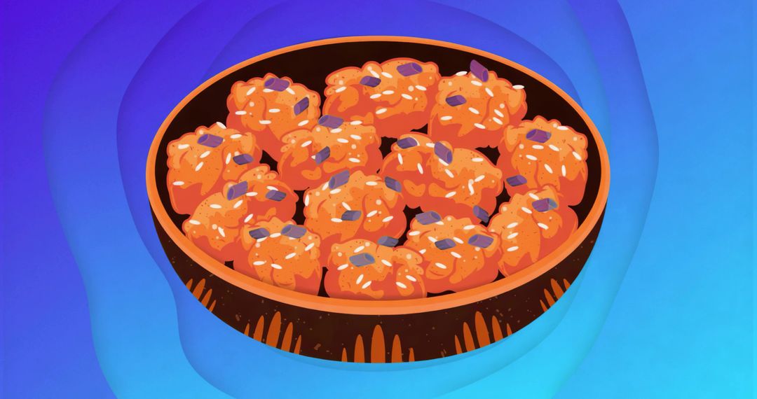 Vibrant Abstract Orange Snacks Displayed in Bowl