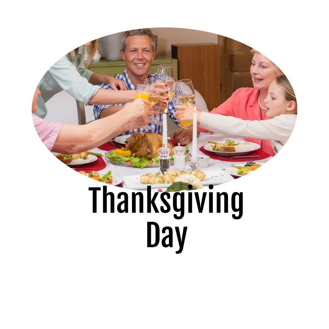 Cheerful Family Celebrating Thanksgiving with Toast