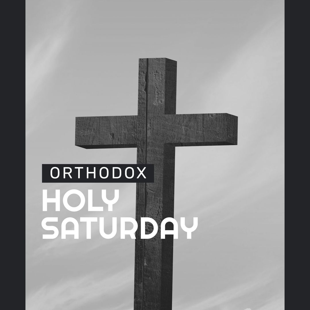 Orthodox Holy Saturday Text with Wooden Christian Cross