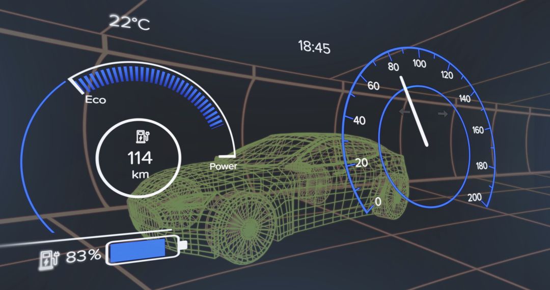 Futuristic Automotive Dashboard Interface with Eco Indicators