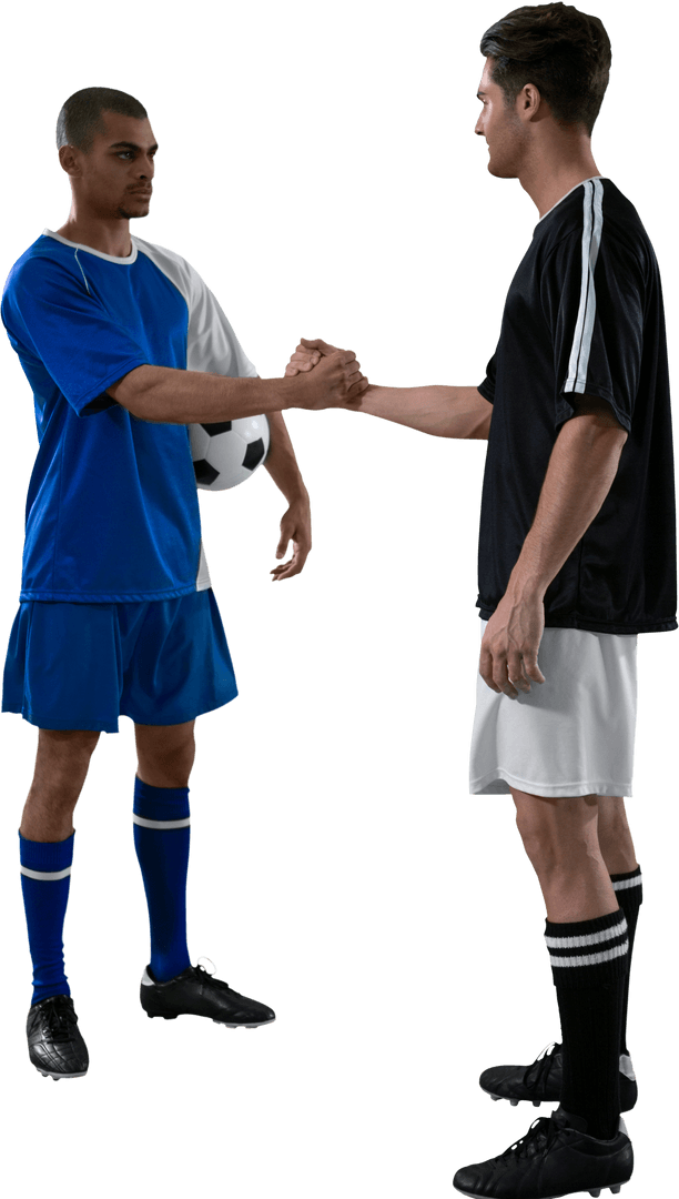 Transparent Rival Soccer Players Shaking Hands Displaying Sportsmanship
