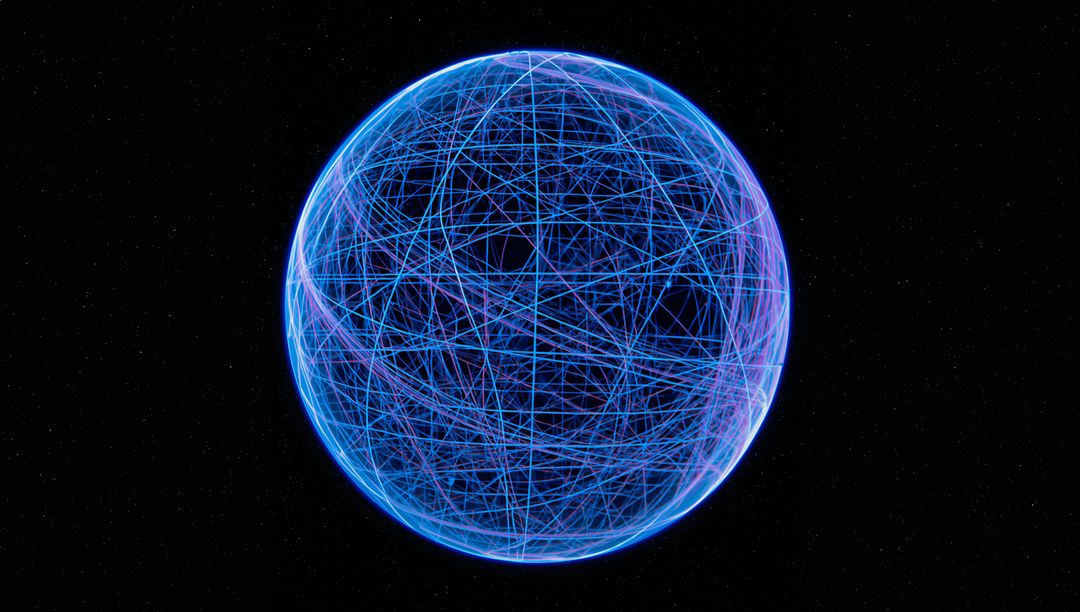 Neon Wireframe Sphere Concept with Futuristic Lines