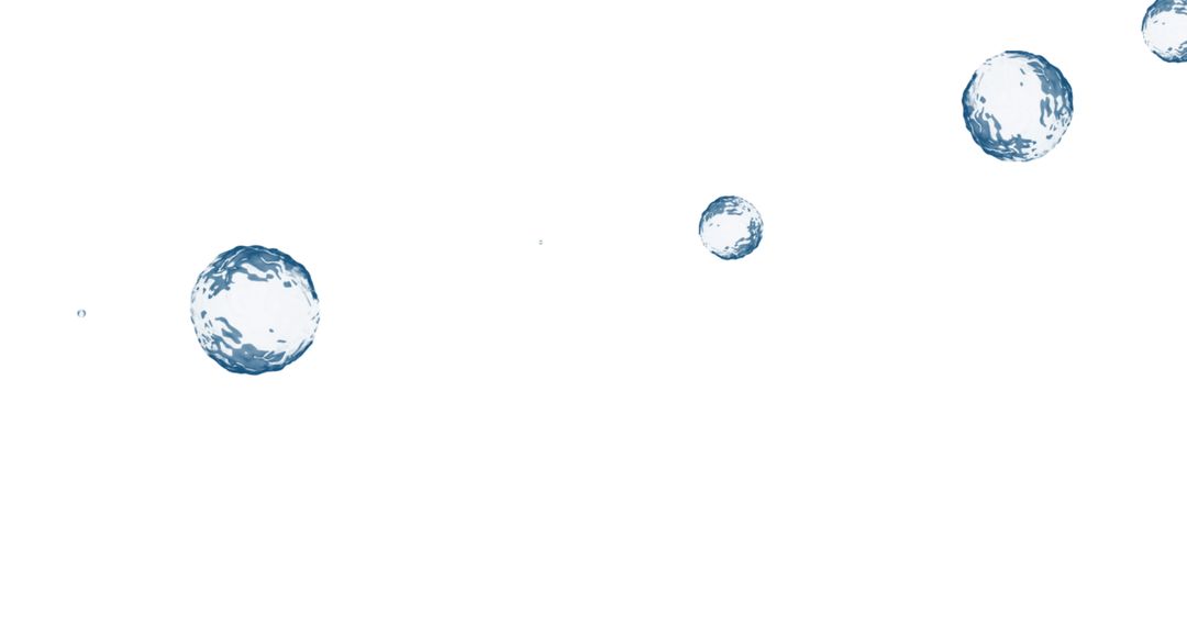 Translucent blue bubbles on white background