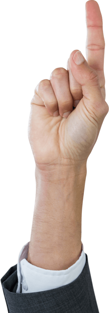 Transparent Hand Gesturing Upward in Business Suit