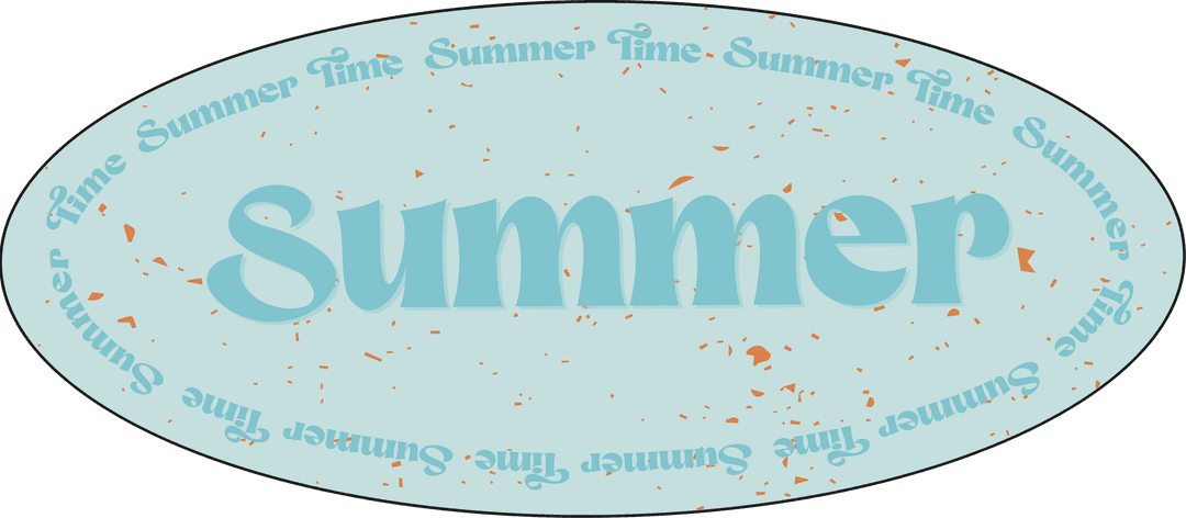 Stylized Summer Design on Transparent Background with Teal Oval