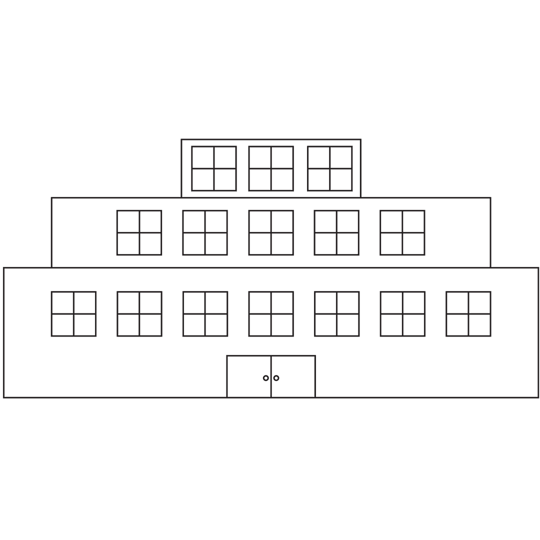 Minimalist Transparent Vector Illustration of Multi-window Building