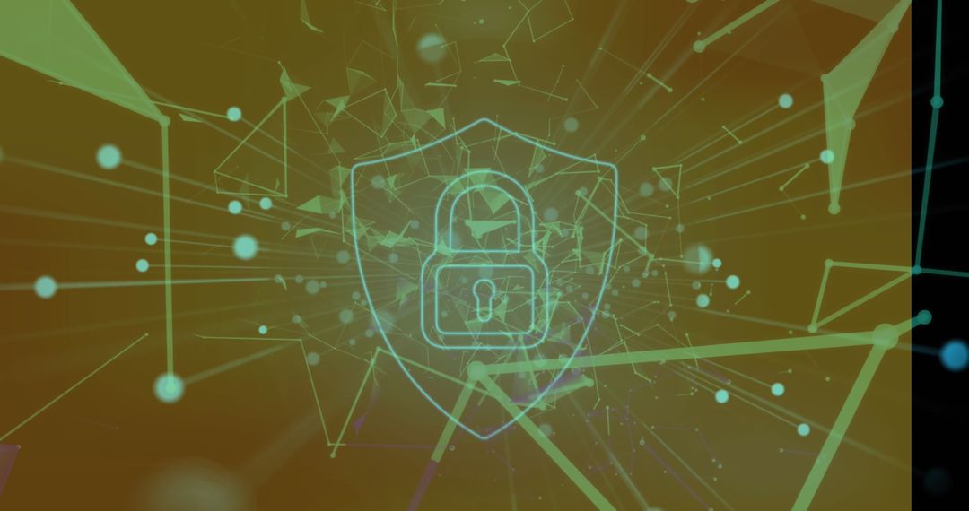 Digital Security Concept with Padlock Icon and Network Connections
